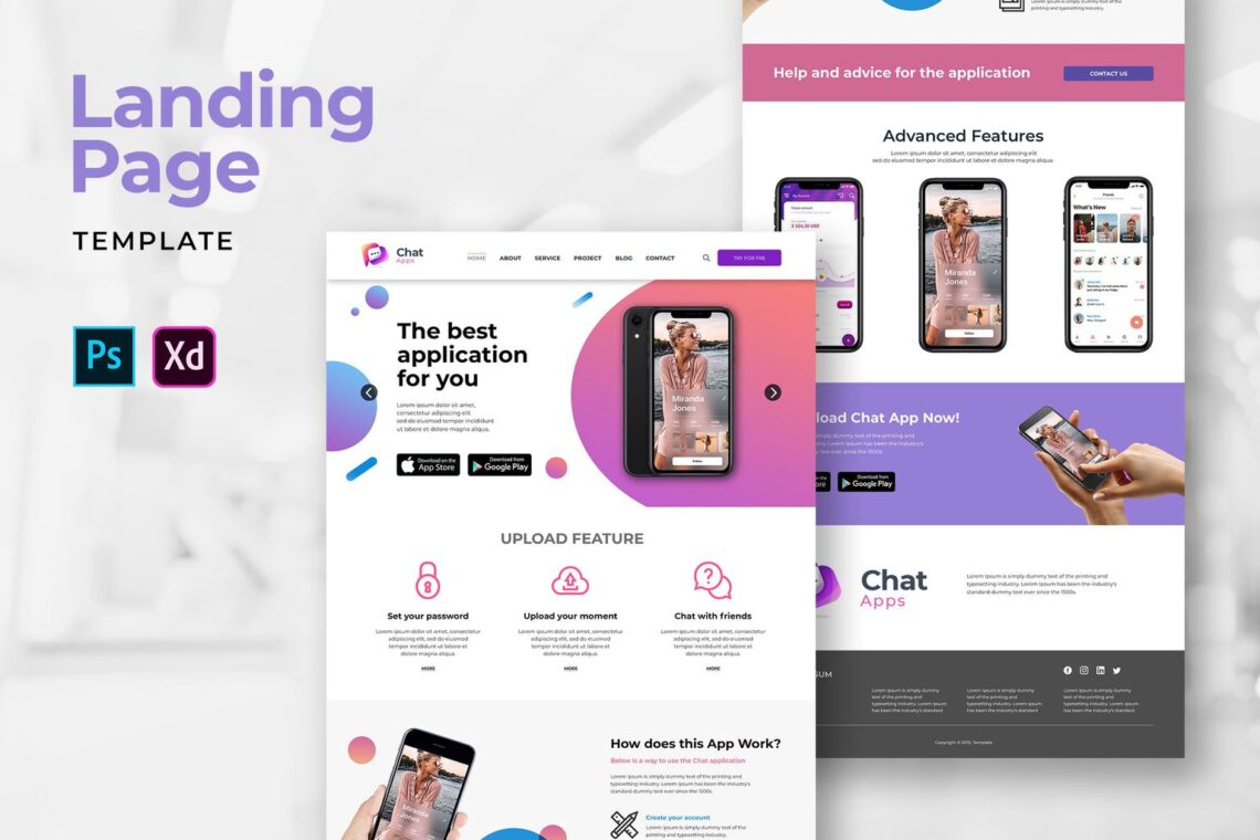 how to personalize the website design templates and the advantages 5 Landing Pages – Chat Apps