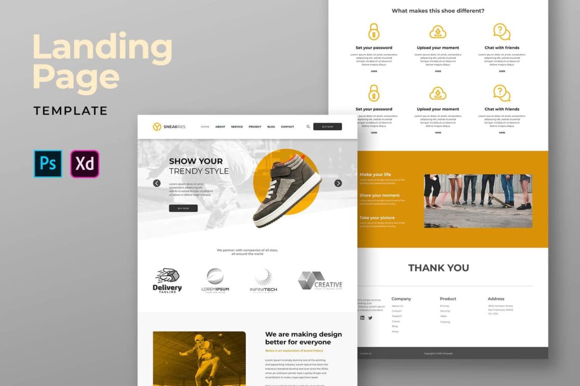 how to personalize the website design templates and the advantages 6 Landing Pages – Trendy Shoes
