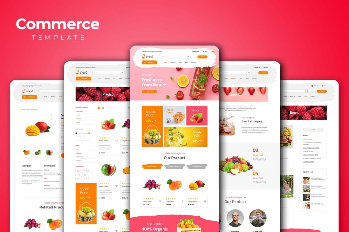 how to personalize the website design templates and the advantages 9 Web Commerce – Fresh Fruits Store