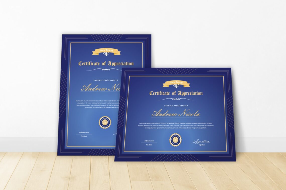 certificate brand appreciation