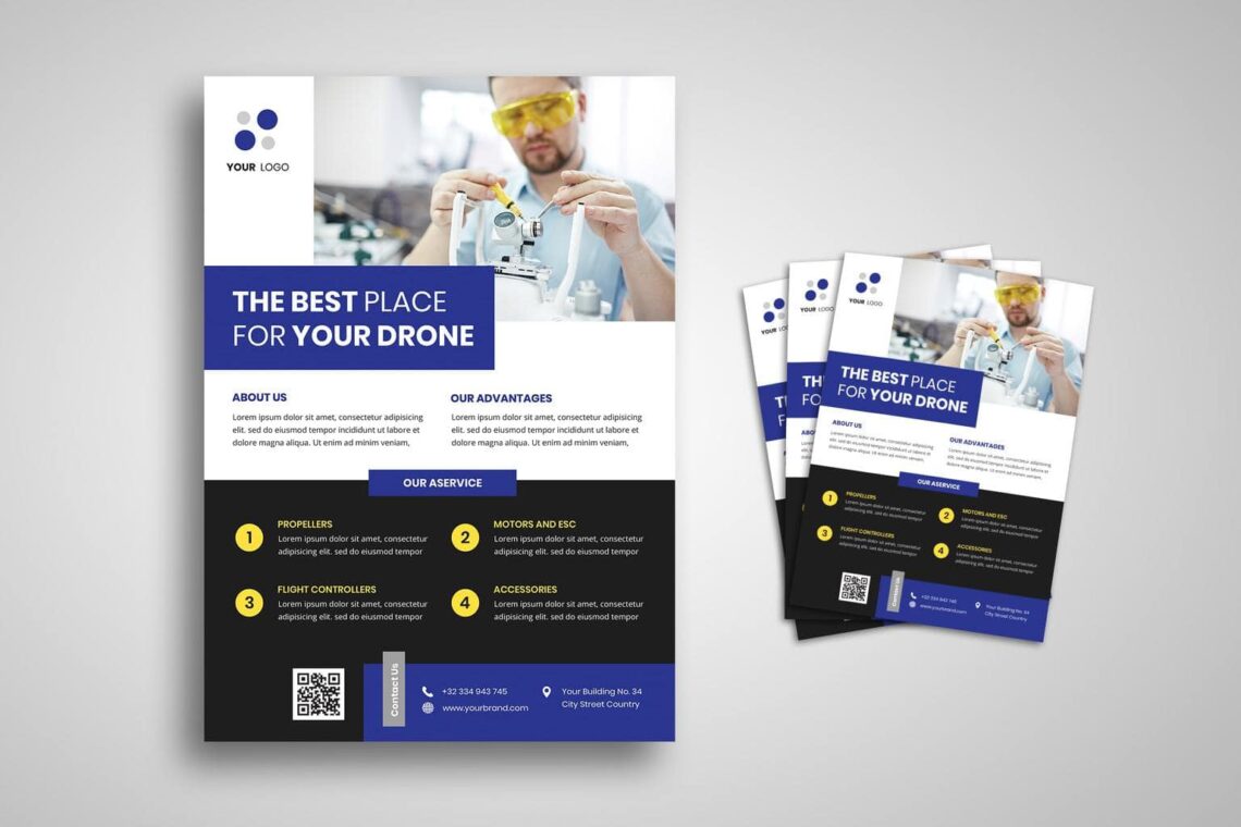 flyer template modern drone technology