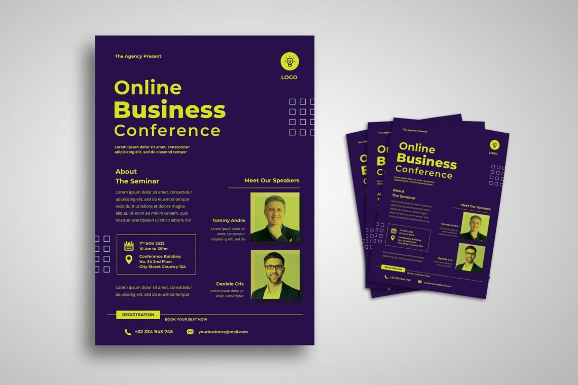 flyer template online business seminar 1
