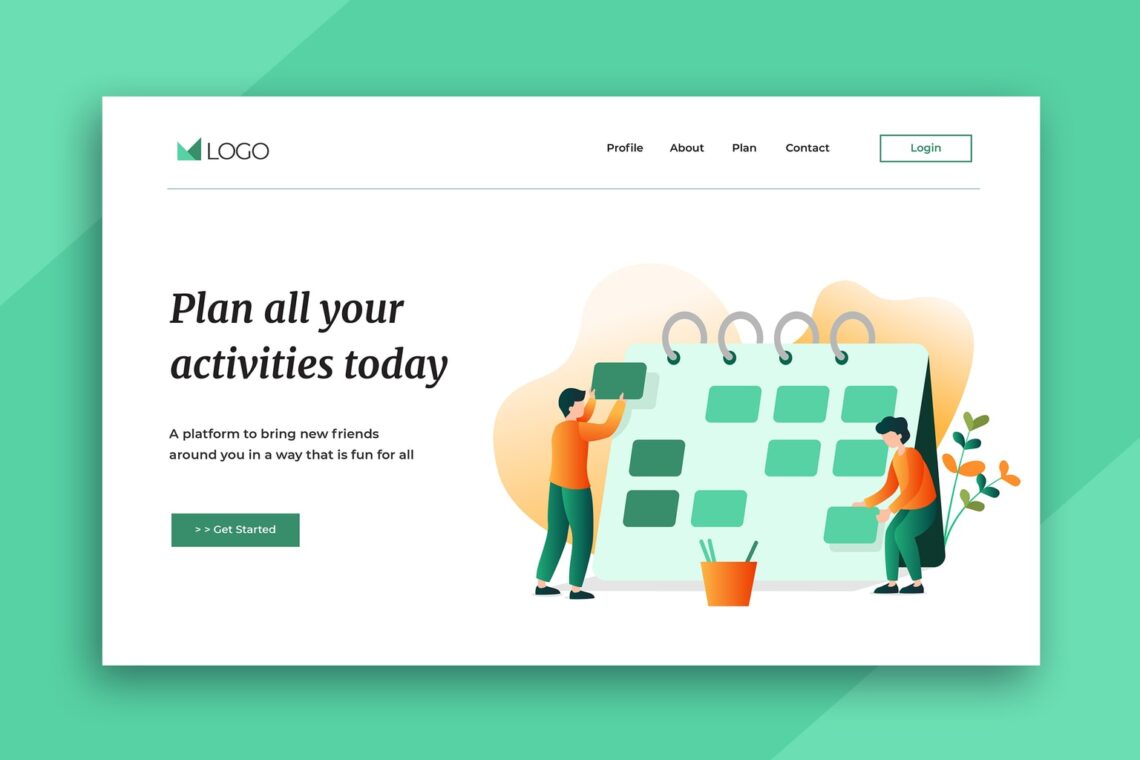 illustration landing pages activities planner