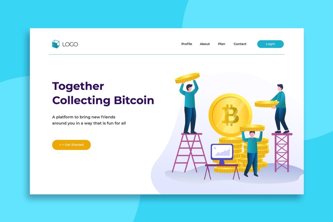 illustration landing pages bitcoin marketplace