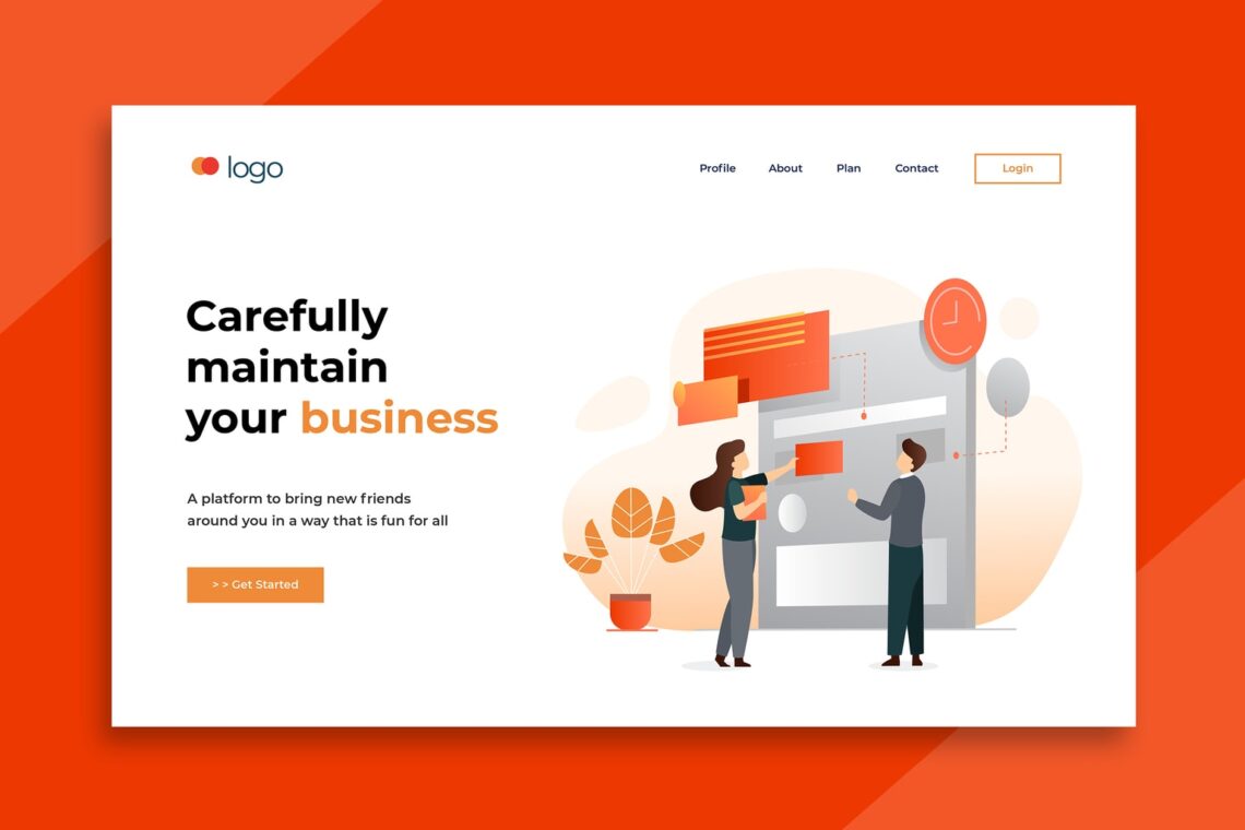 illustration landing pages business maintenence service