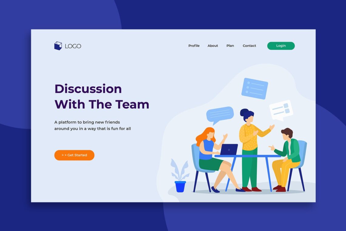 illustration landing pages business team discussion
