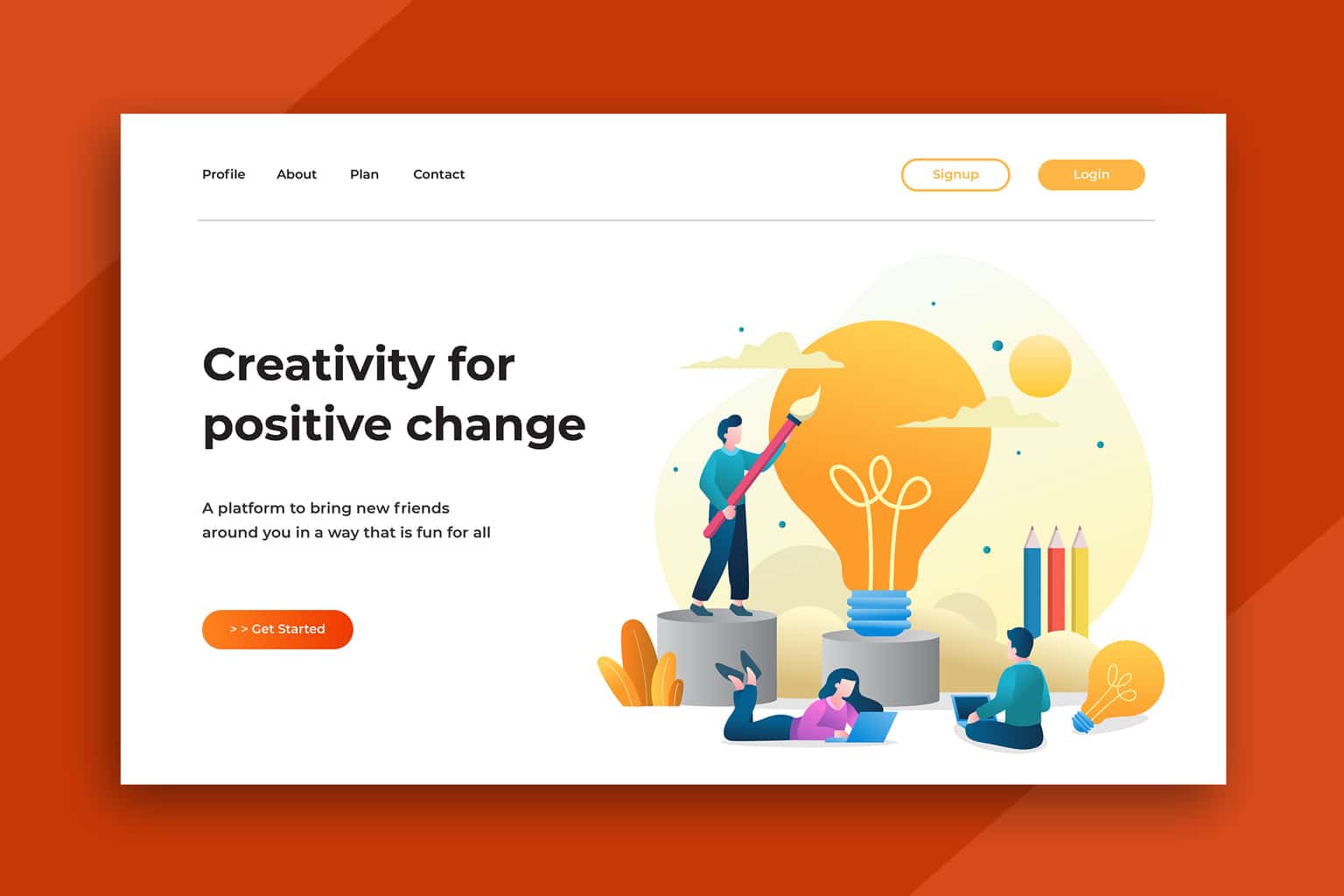 illustration landing pages creativity for positive