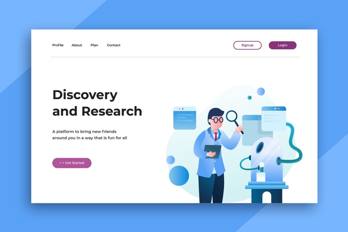 illustration landing pages discovery research center