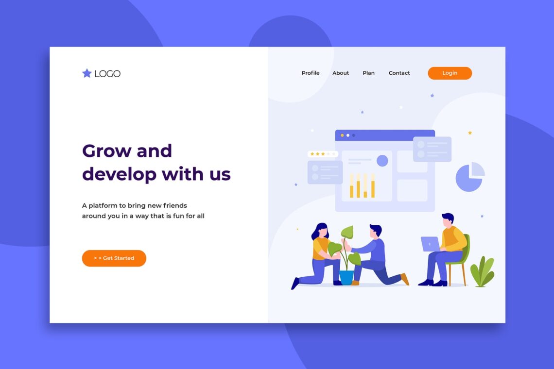 illustration landing pages grow development company