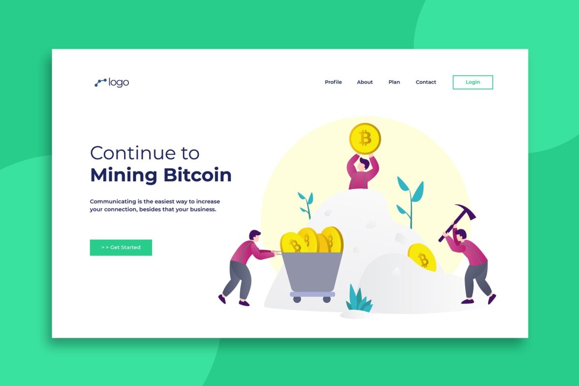 illustration landing pages mining bitcoin