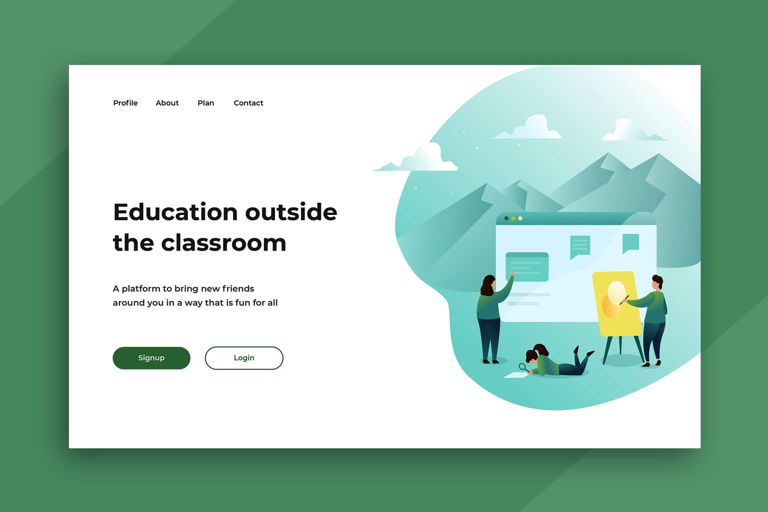 illustration landing pages online classroom education