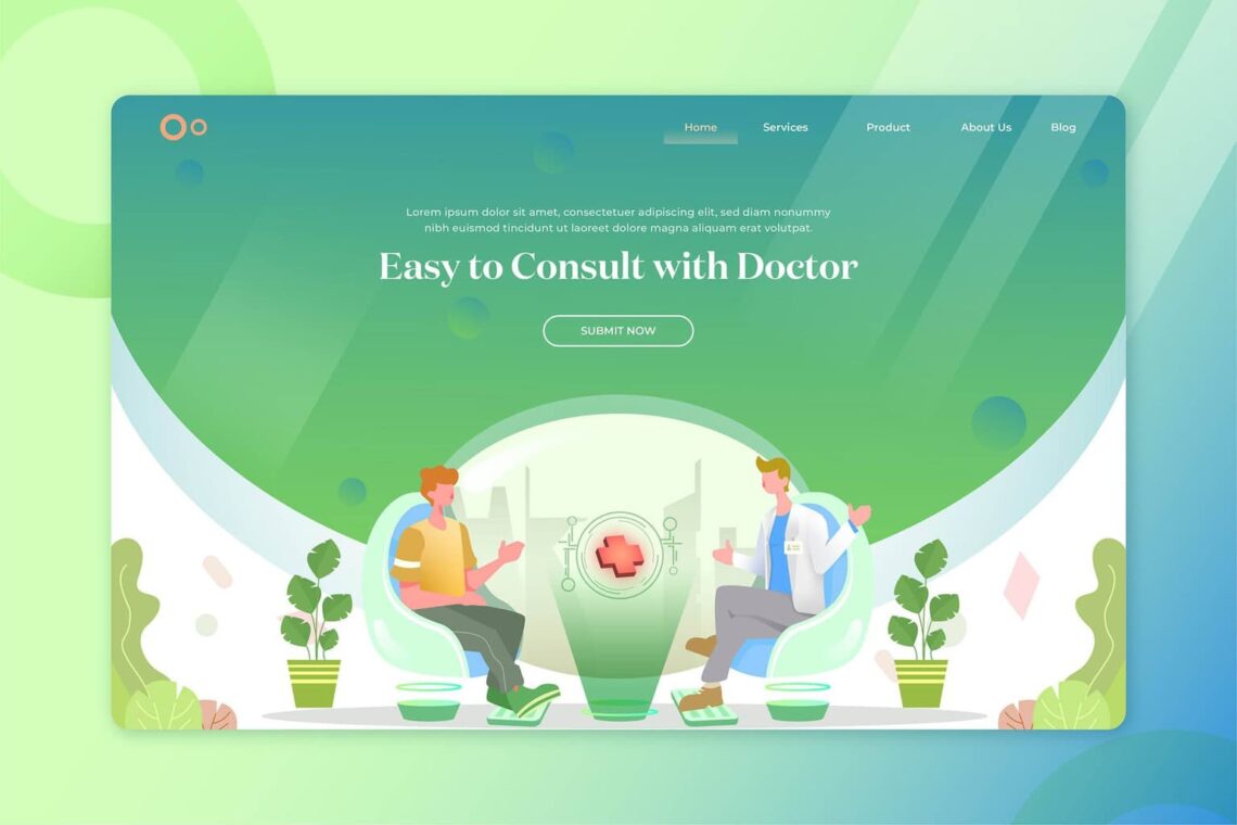 illustration landing pages online doctor consultation