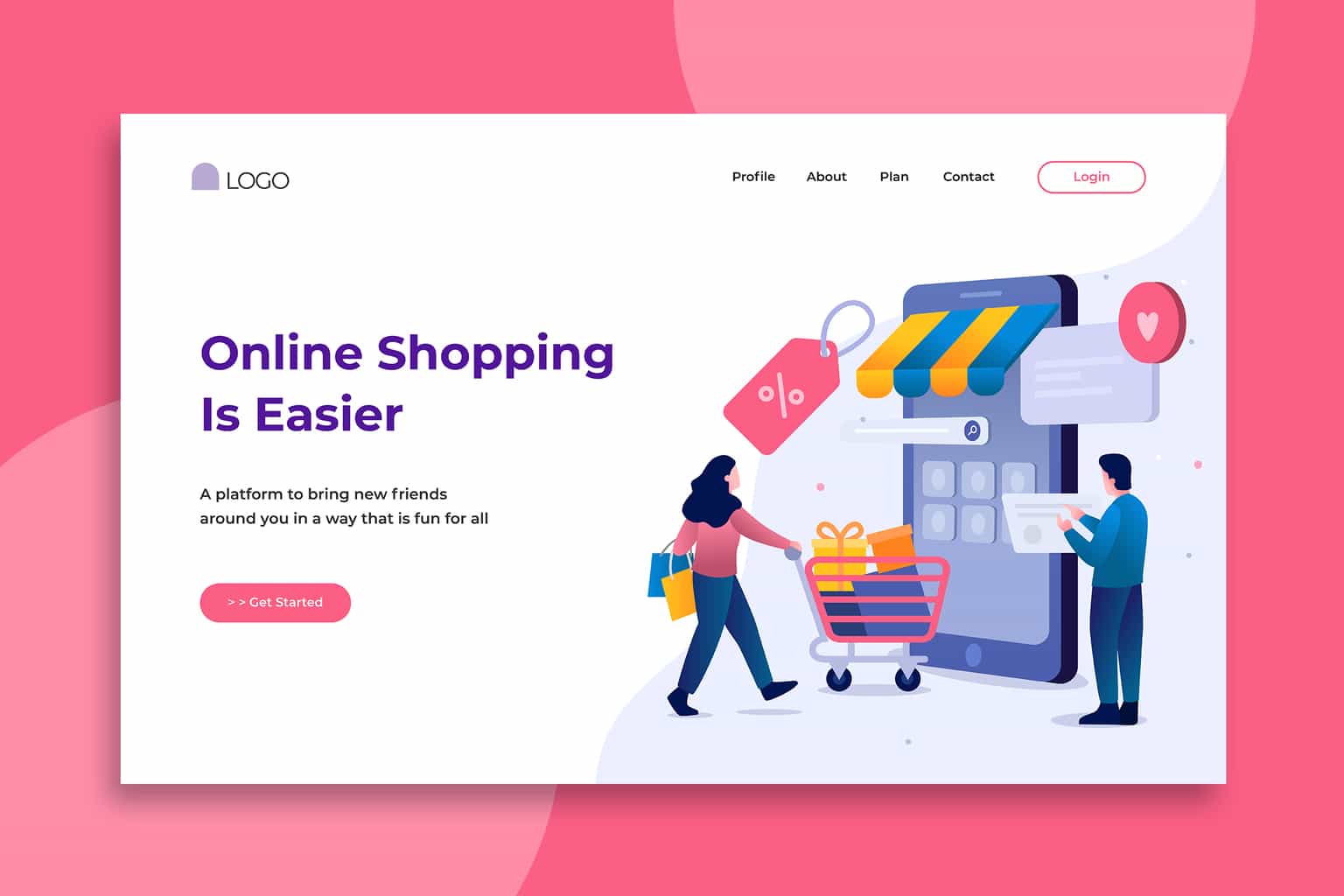 illustration landing pages online shopping store
