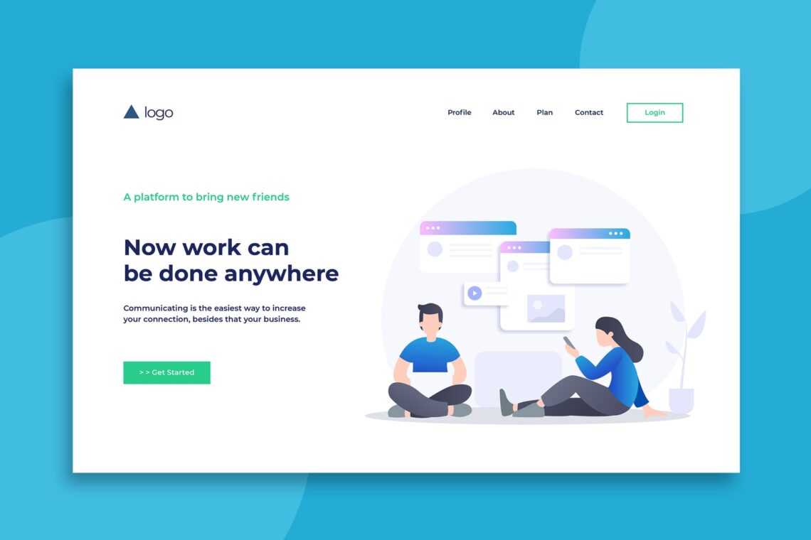 illustration landing pages online work platforms