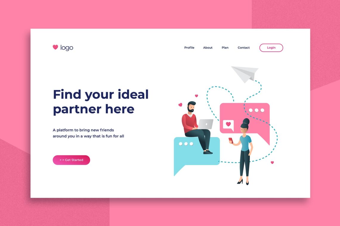illustration landing pages partner couple platform 2