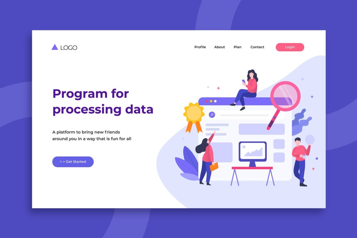 illustration landing pages processing data programs
