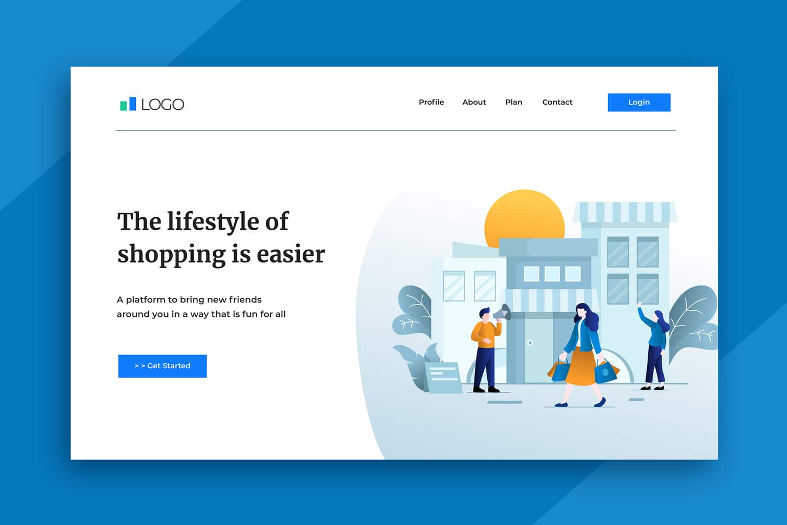 illustration landing pages shopping lifestyle