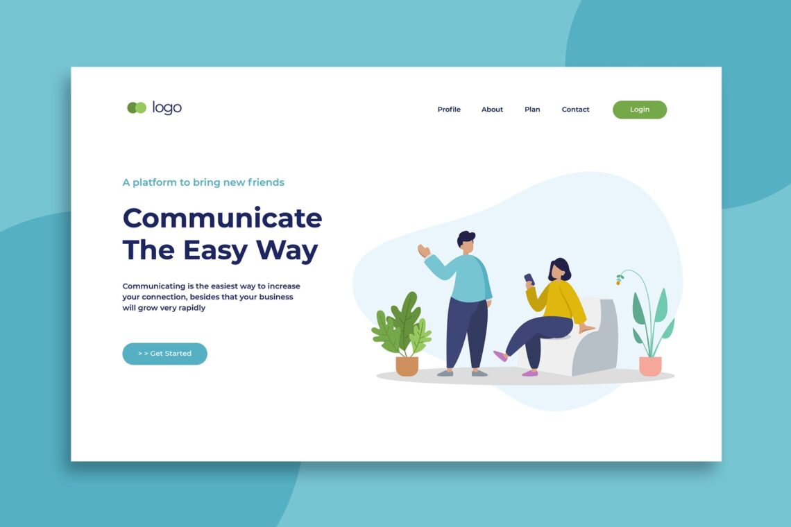 illustration landing pages social communicate platforms