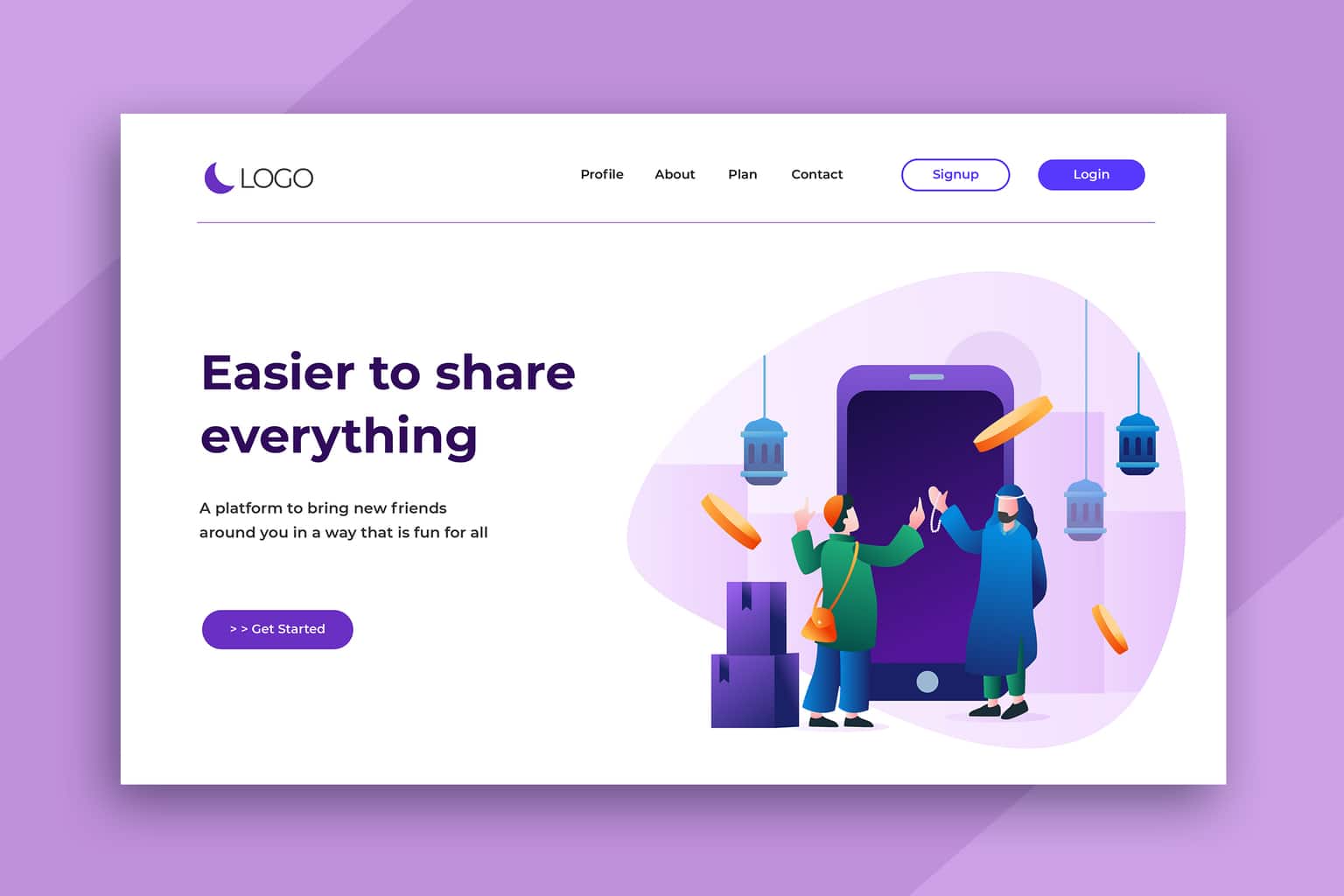 illustration landing pages social sharing