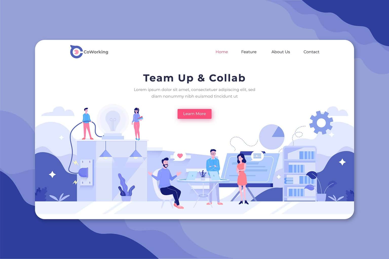 illustration landing pages team working collaboration 2