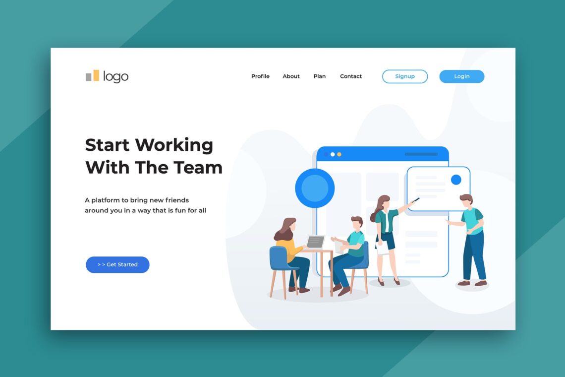 illustration landing pages team working