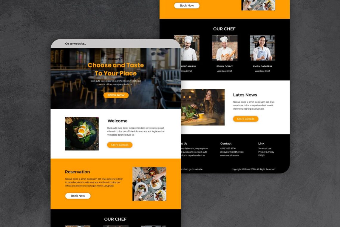 premium restaurant email newsletter