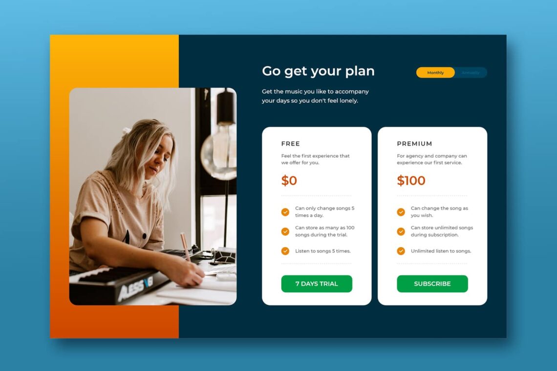 pricing table plan management project